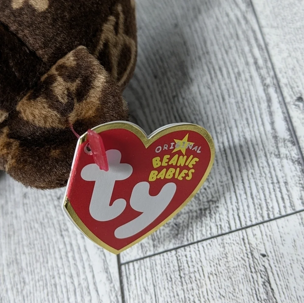 Ty Signature Bear Floral Patterned Brown Plush Bear
